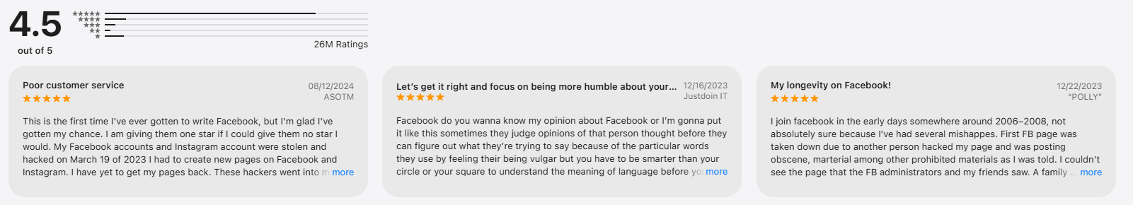facebook reviews