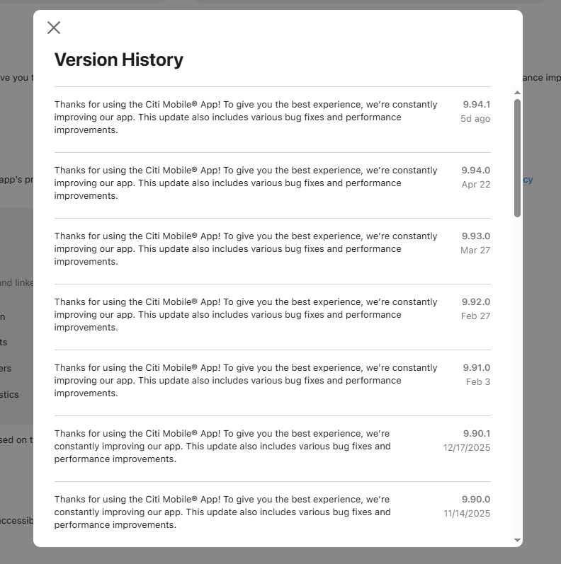 Citi Mobile® Recent Changes Inside The App