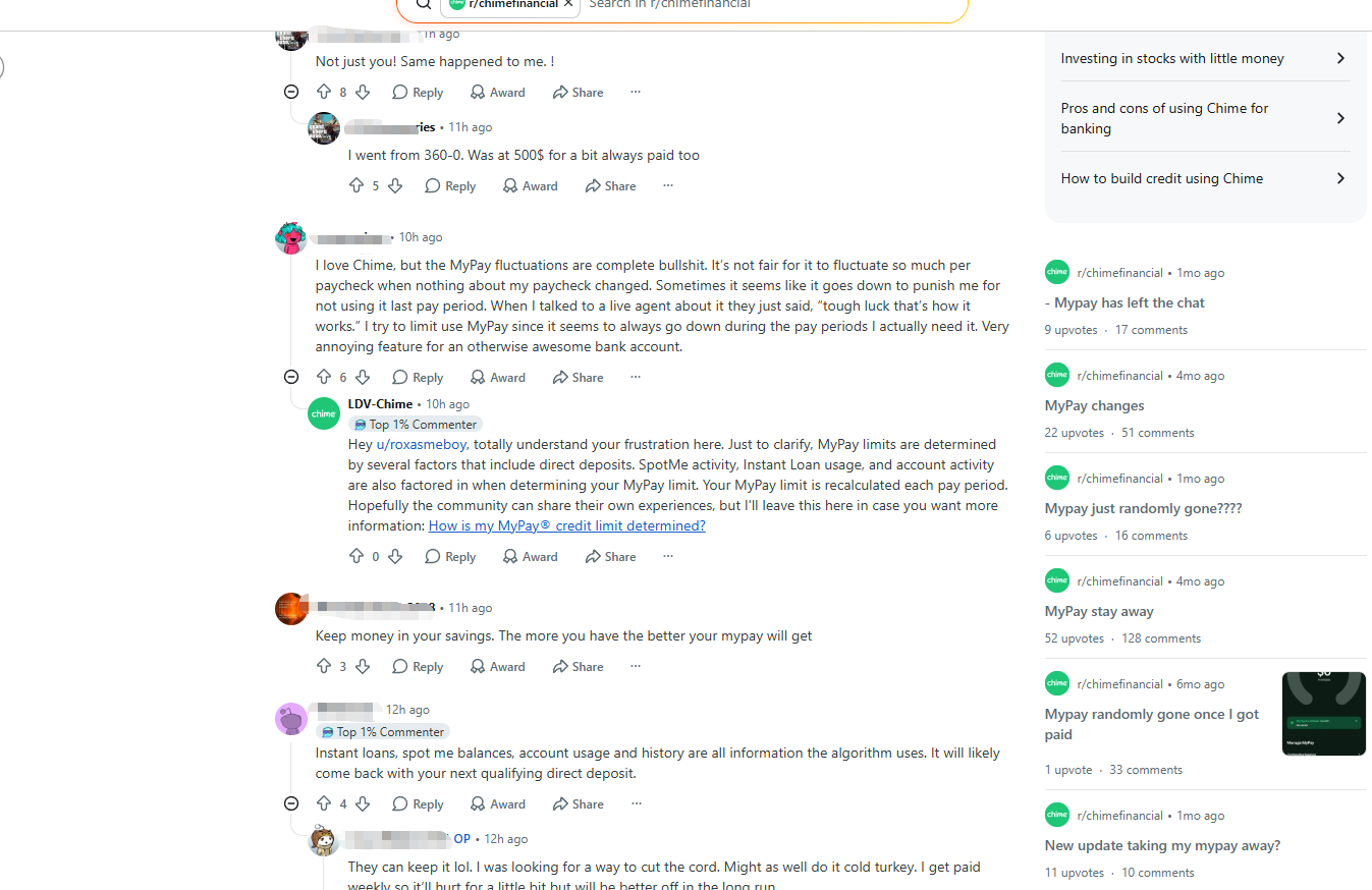 Chime reddit discuss