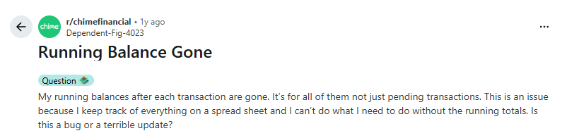 remove running balance