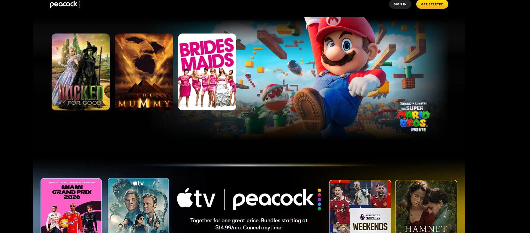 Peacock homepage interface