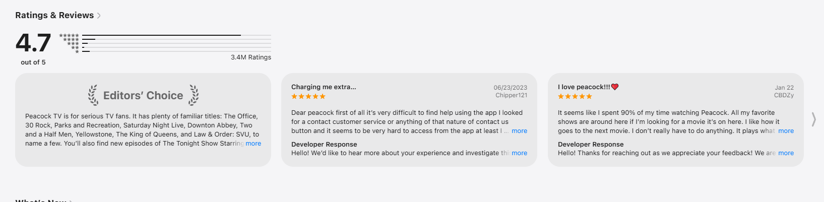 Peacock reviews