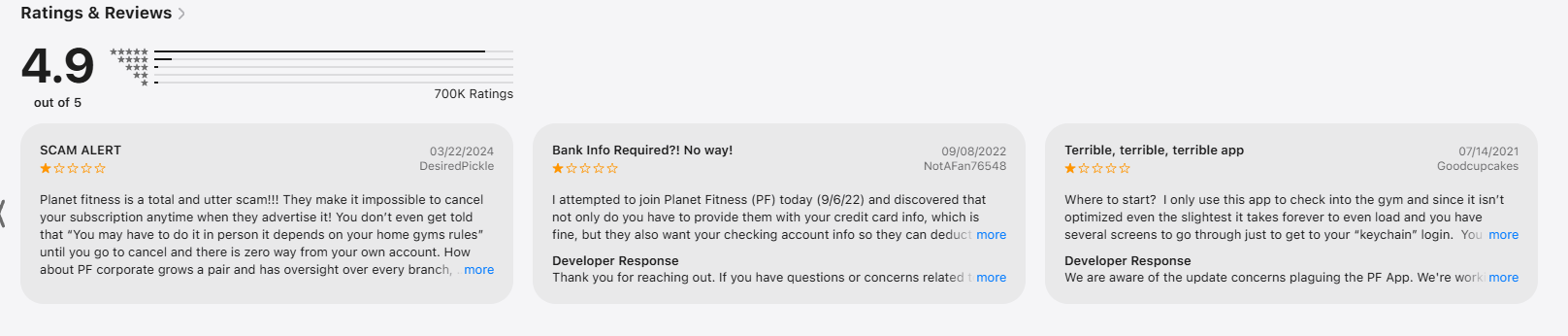  Planet Fitness nagative Review